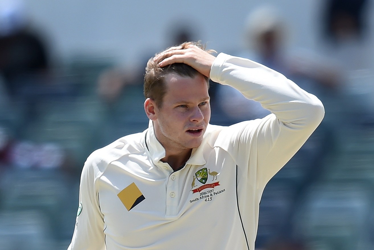 Steve Smith during the first Test against South Africa at the WACA. Photo: Dave Hunt / AAP