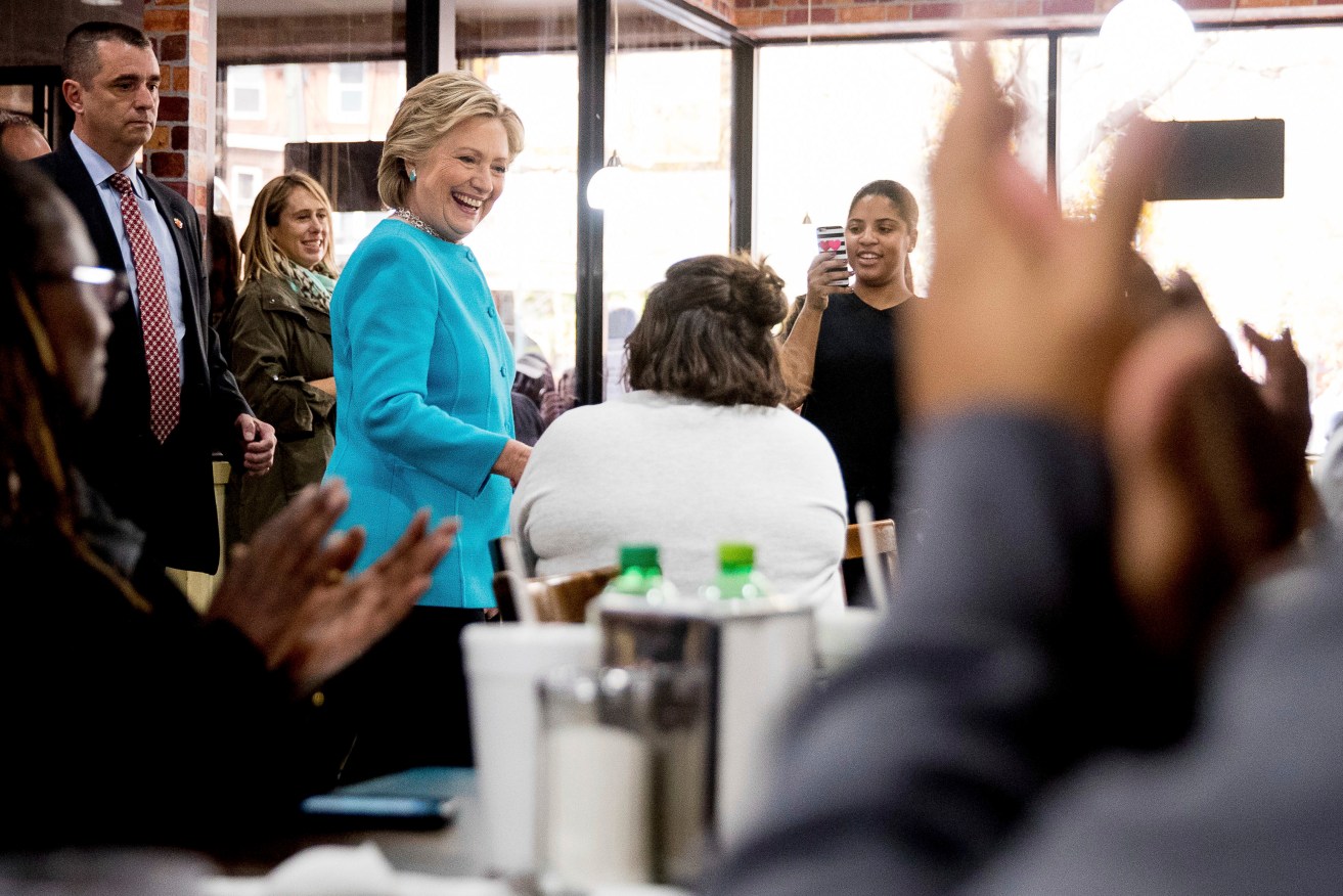 Democratic presidential candidate Hillary Clinton campaigning in Philadelphia. Photo: AP/Andrew Harnik