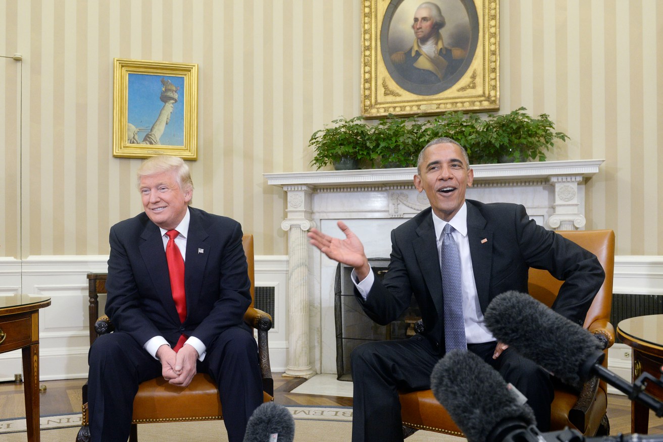 Barack Obama and Donald Trump in the Oval Office. Photo: Olivier Douliery/ABACA