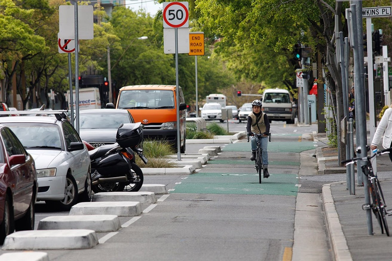 The council plans to replace the Frome Street bikeway with a thinner model. Photo: Tony Lewis/InDaily