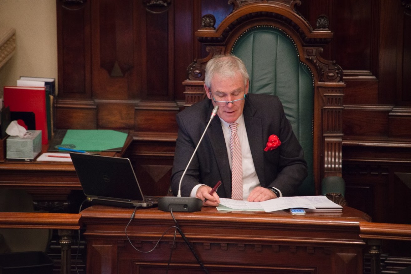 Speaker Michael Atkinson had the deliberative vote in the third reading division. Photo: Nat Rogers / InDaily