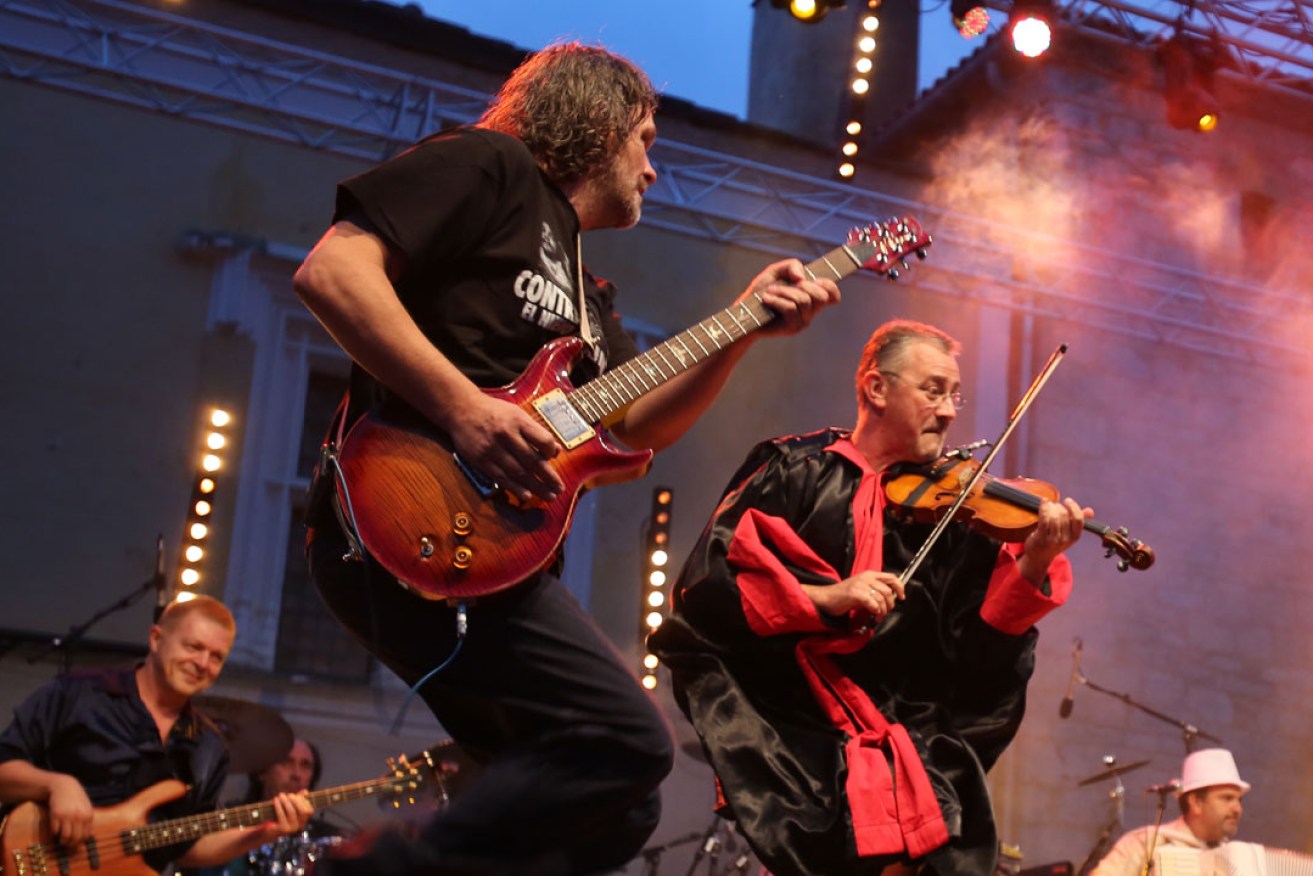 Emir Kusturica (left) and members of the No Smoking Orchestra. 
