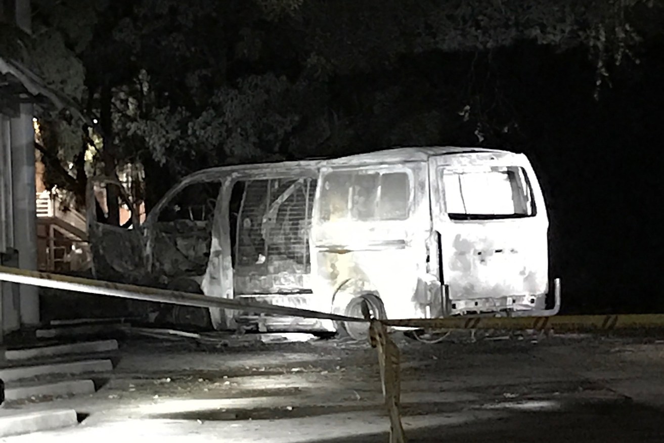A photo taken by ACL director Lyle Shelton of the van and damaged office of the group. 