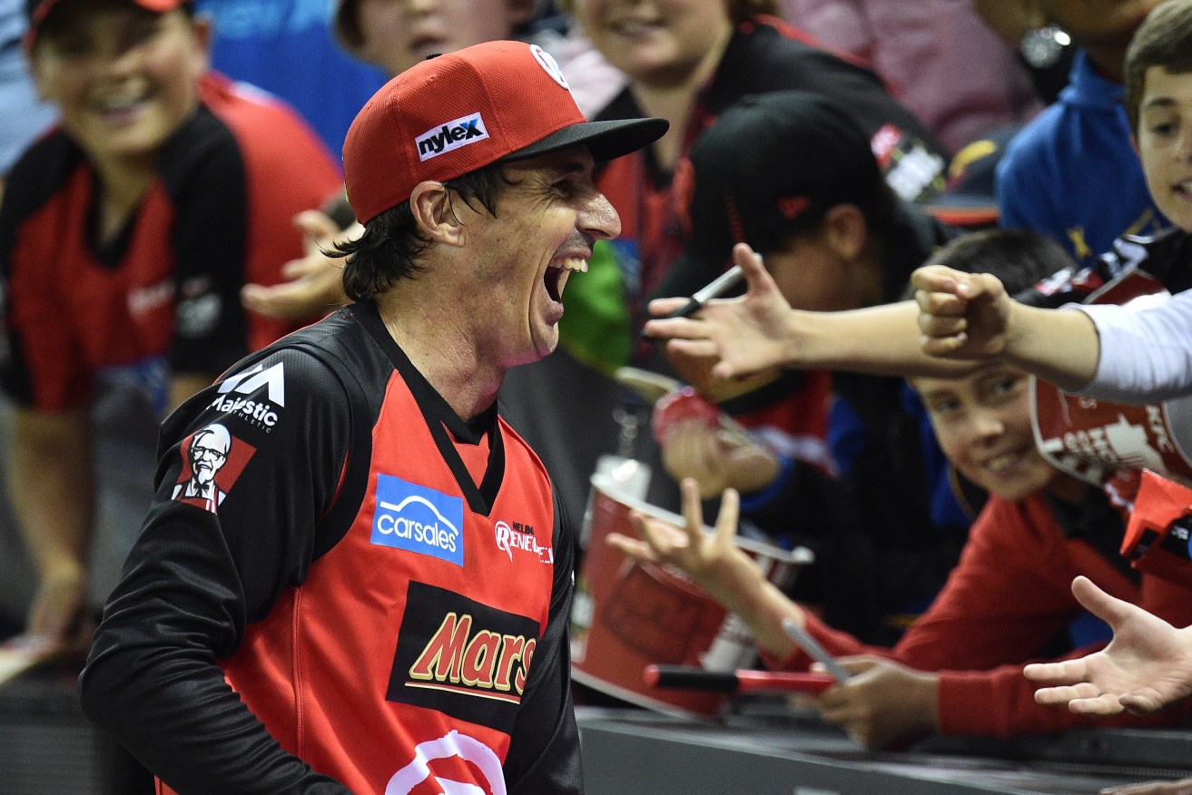 Brad Hogg meets the fans after the Renegades' big win. Photo: Julian Smith / AAP