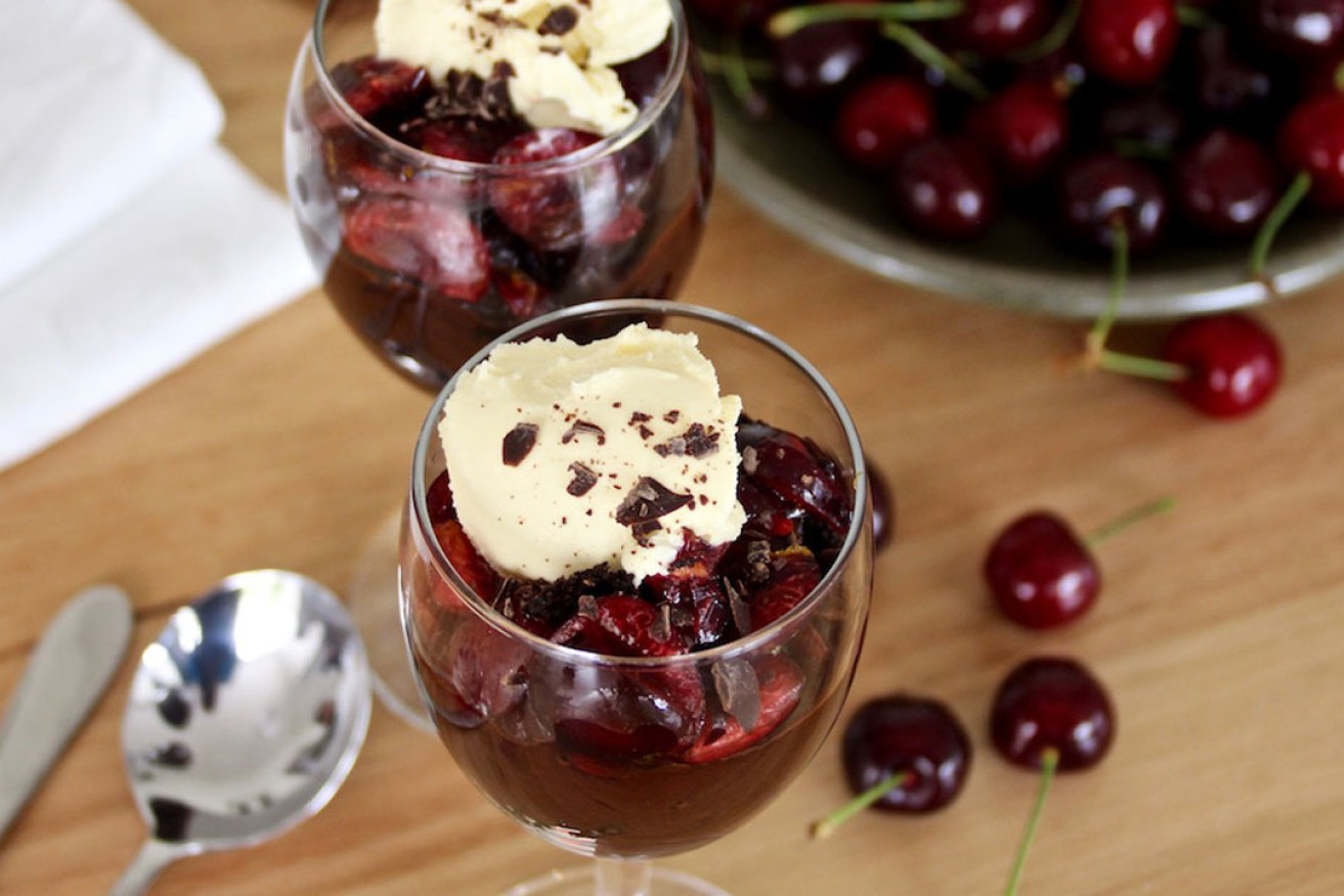 Cherry chocolate trifle - see the recipe below.