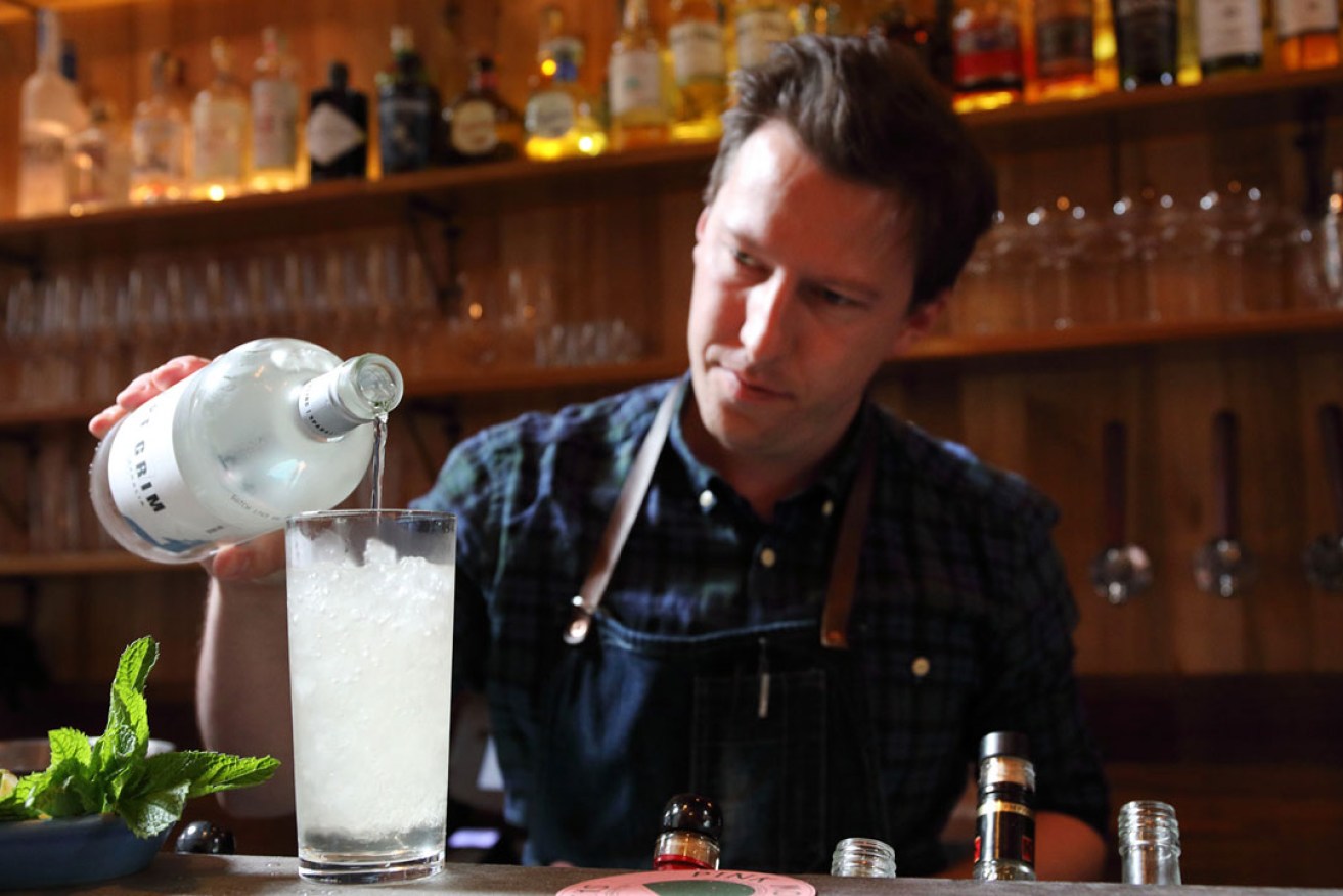 Marshall King at Pink Moon Saloon whips up a Riesling Cooler. Photo: Tony Lewis