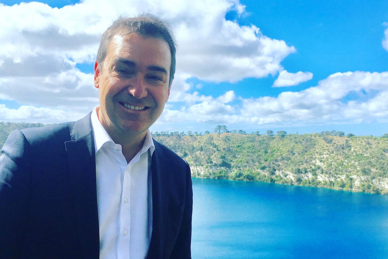 Steven Marshall touring the south-east today, after announcing a fracking moratorium this week. Photo: Twitter