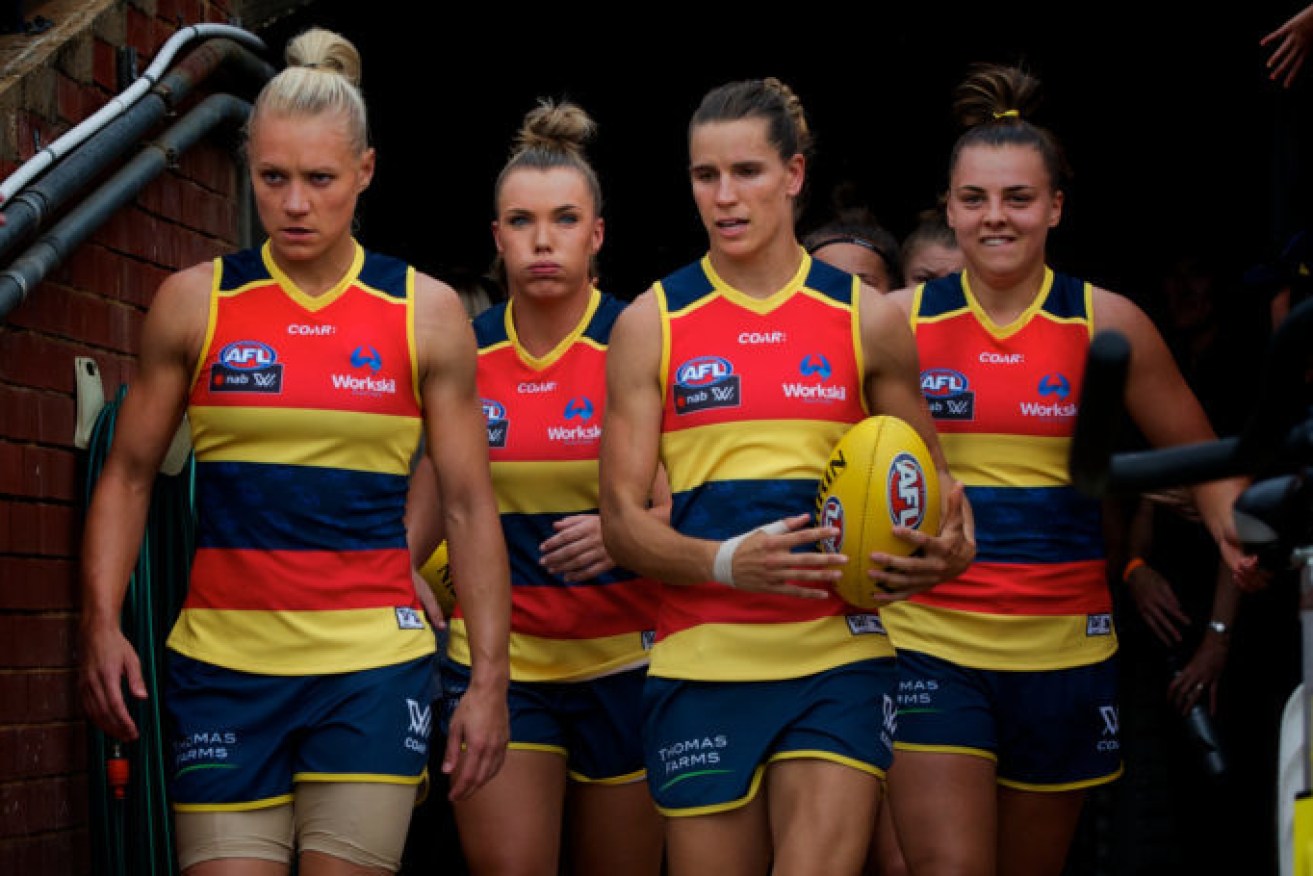 The Crows women's team are on top of the ladder after two wins. Photo: Michael Errey / InDaily