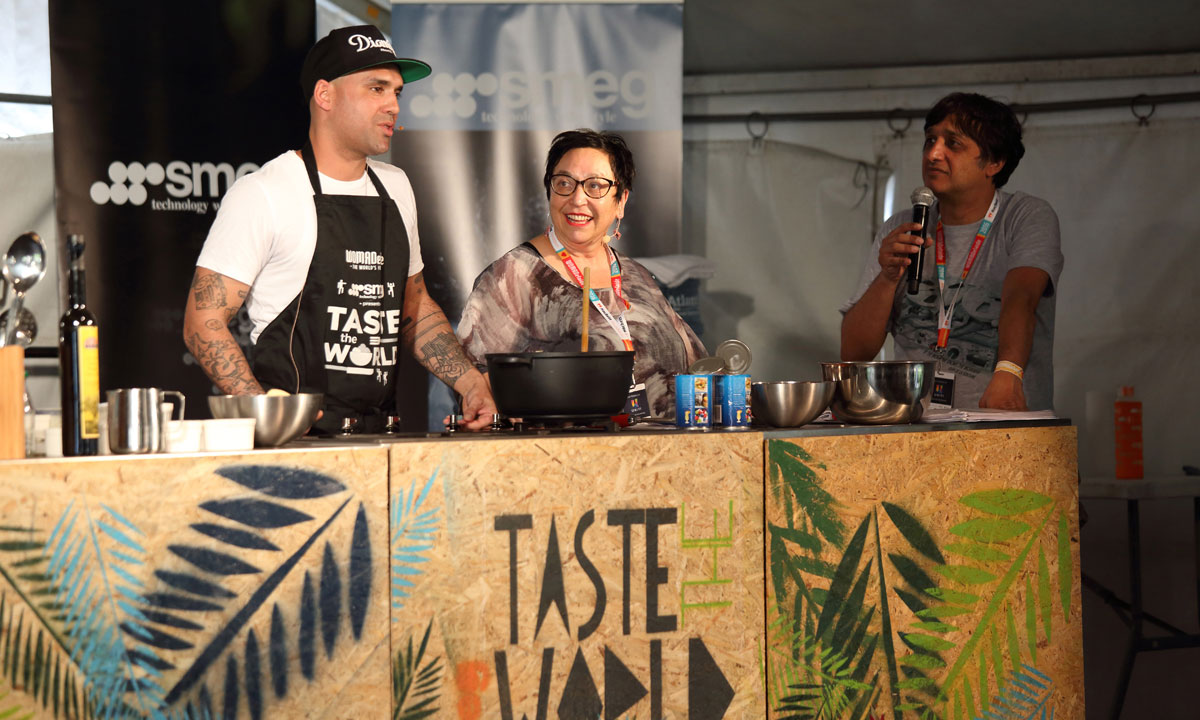 Chef Rosa Matto with one of the artists involved in last year's Taste the World. Photo: Tony Lewis