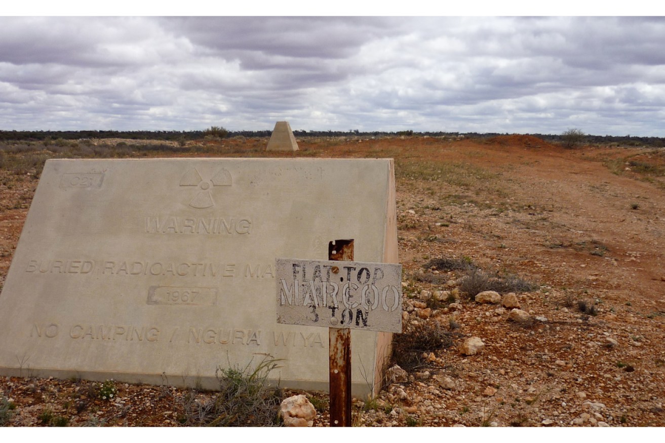 Marcoo was a 1.4 kilotonne ground-level nuclear test carried out at Maralinga in 1956. The contaminated debris was buried at this site in the 1967 clean-up known as Operation Brumby. Author provided