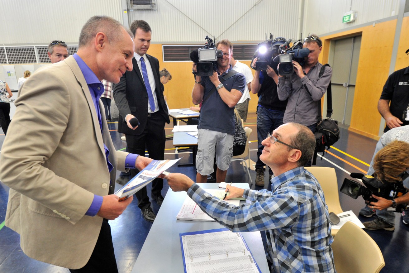 Jay Weatherill casts his vote on polling day in 2014. Photo: David Mariuz / AAP