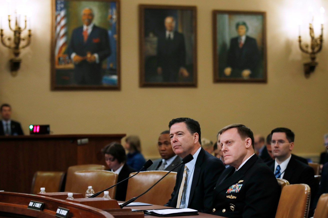 FBI Director James Comey, left, and National Security Agency Director Michael Rogers before the House Intelligence Committee. Photo: AP/Manuel Balce Ceneta