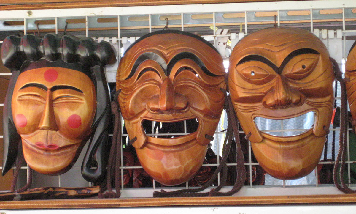 Hahoetal masks for sale in Hahoe.