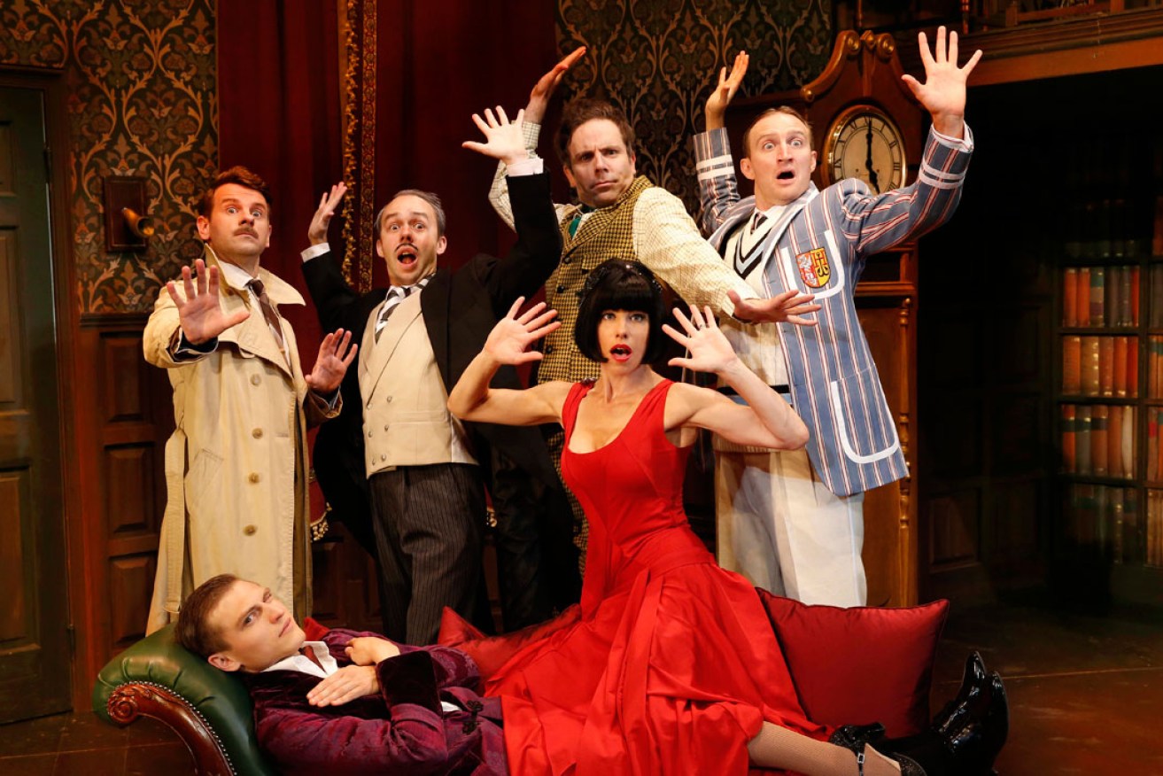 The Australian cast of The Play That Goes Wrong. Photo: Jeff Busby