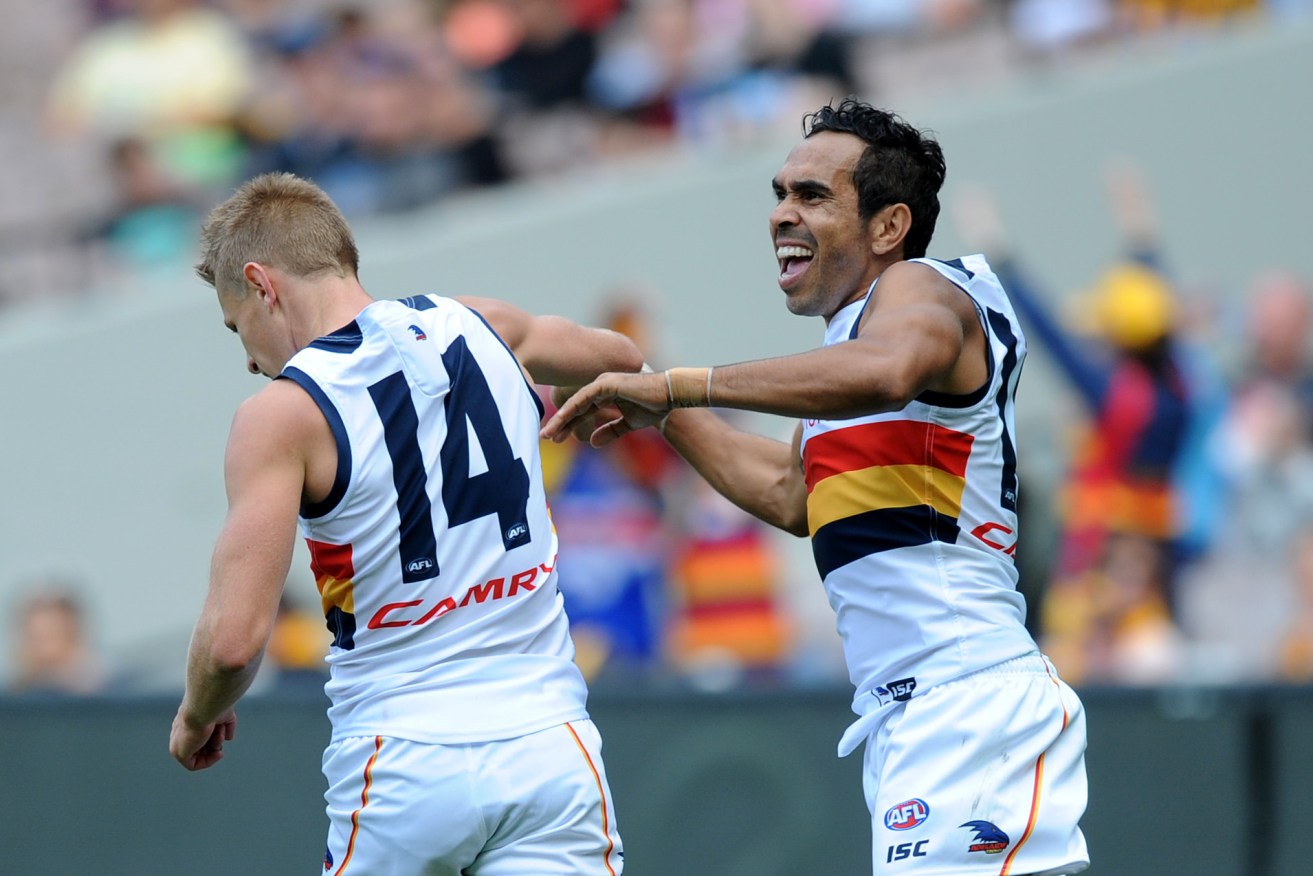 QUIZ QUESTION: Which one of these two players kicked three awesome goals in the Crows' win over Hawthorn? (Ok, it's a trick question; they both did.) Photo: Joe Castro / AAP