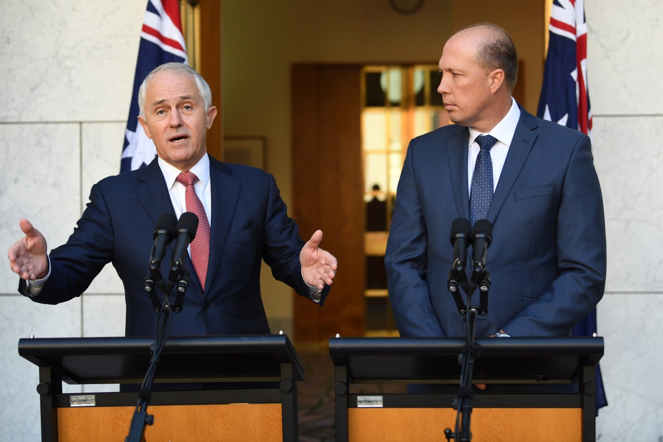Prime Minister Malcolm Turnbull (left) and Immigration Minister Peter Dutton. Photo: AAP/Lukas Coch