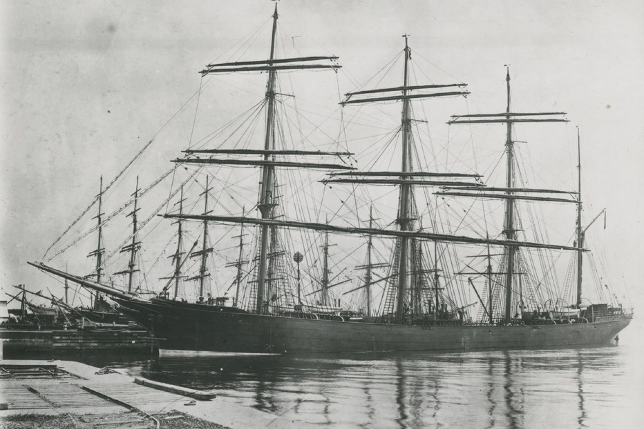 The barque Norma at an unknown Port, about 1900. Image courtesy AD Edwardes Collection, State Library of South Australia SLSA: PRG 1373/6/71