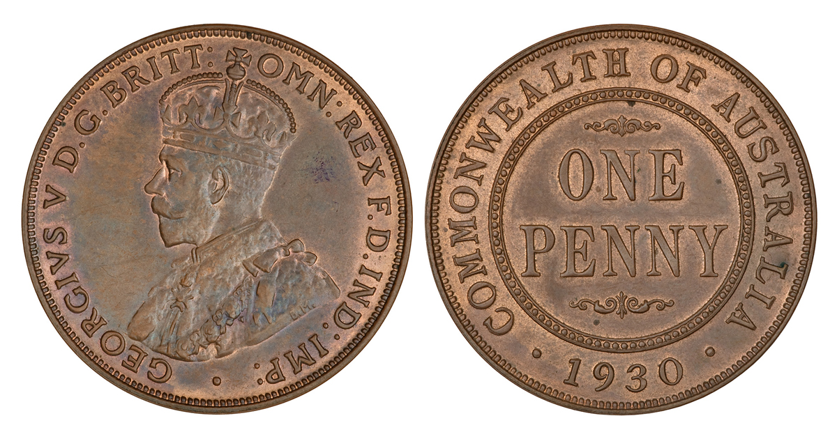 One of Towler's last acquisitions. Melbourne Mint, 1930 Penny, Art Gallery of South Australia.