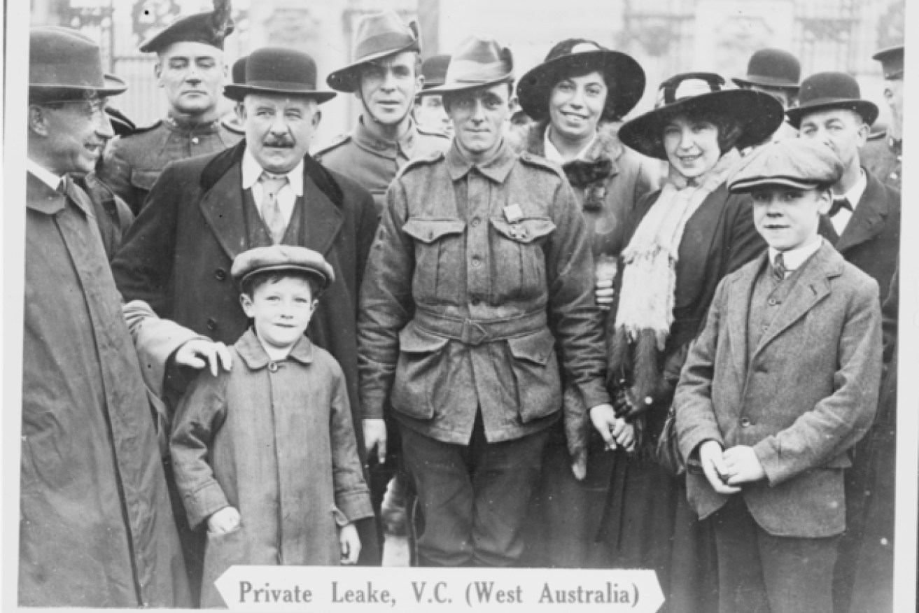 John Leak at Buckingham Palace to receive his Victoria Cross in 1916. Photo courtesy Australian War Memorial