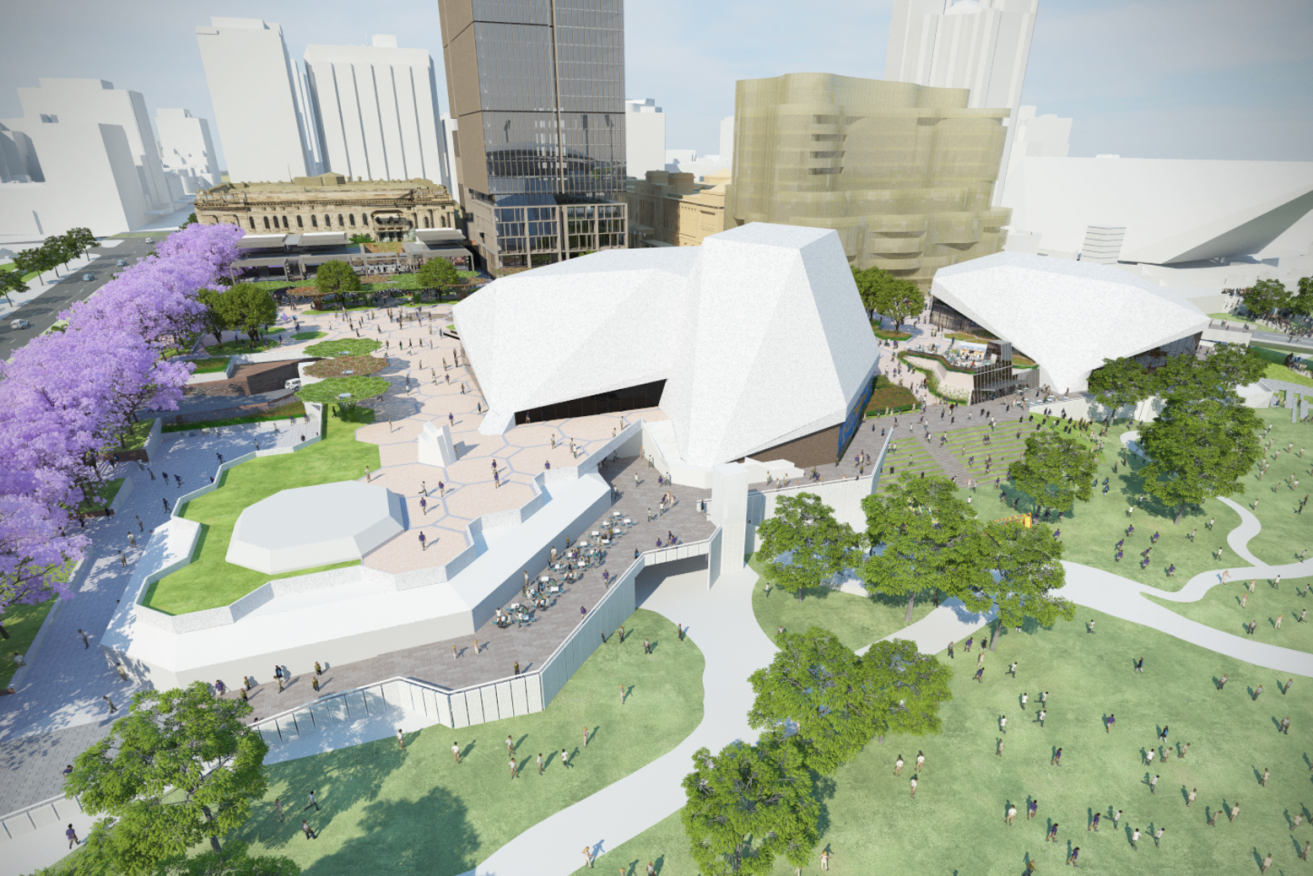 The State Government's concept for the Festival Plaza includes an office tower next to Parliament House. Supplied image
