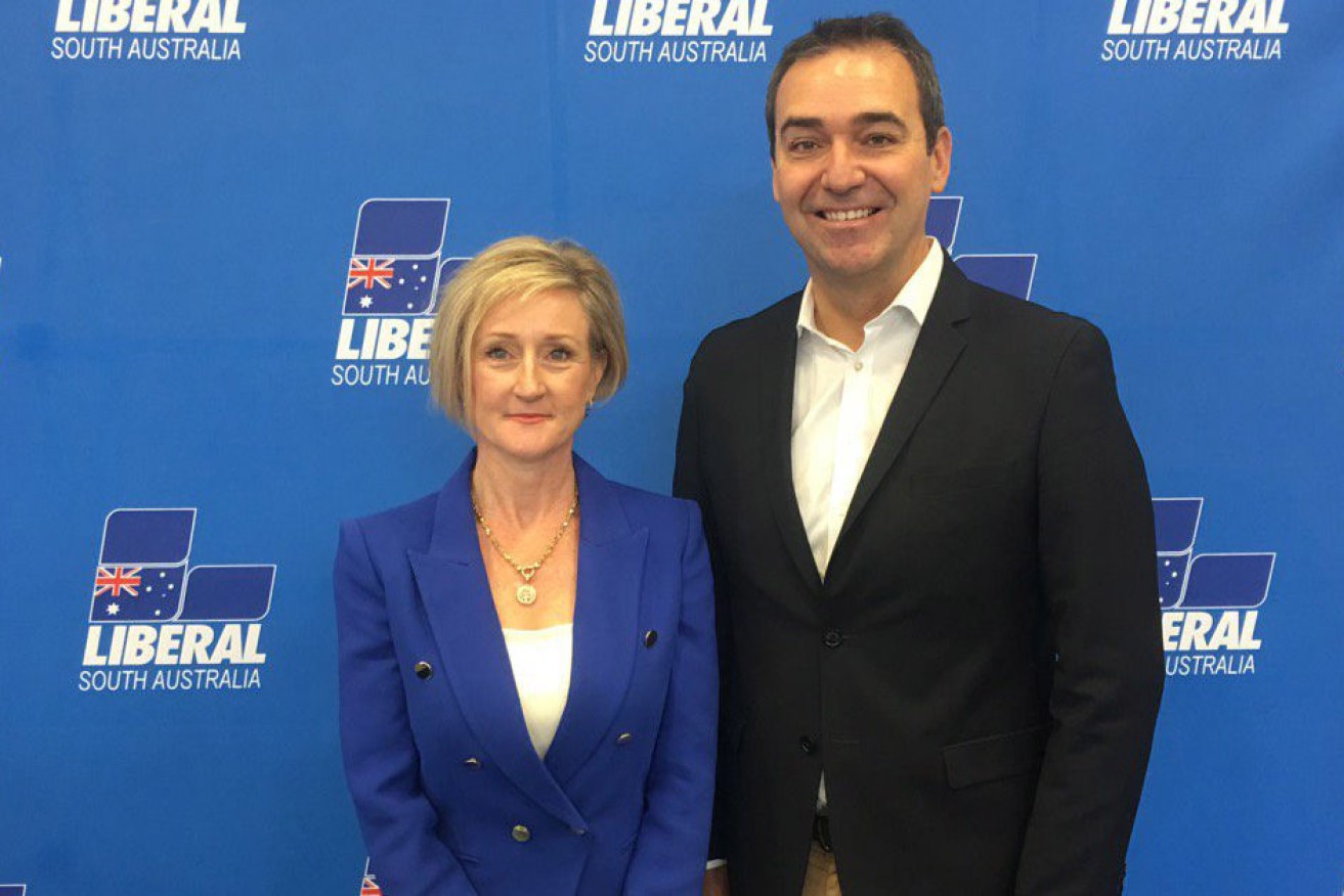 Liberal candidate for King Paula Luethen with party leader Steven Marshall. Photo: Twitter
