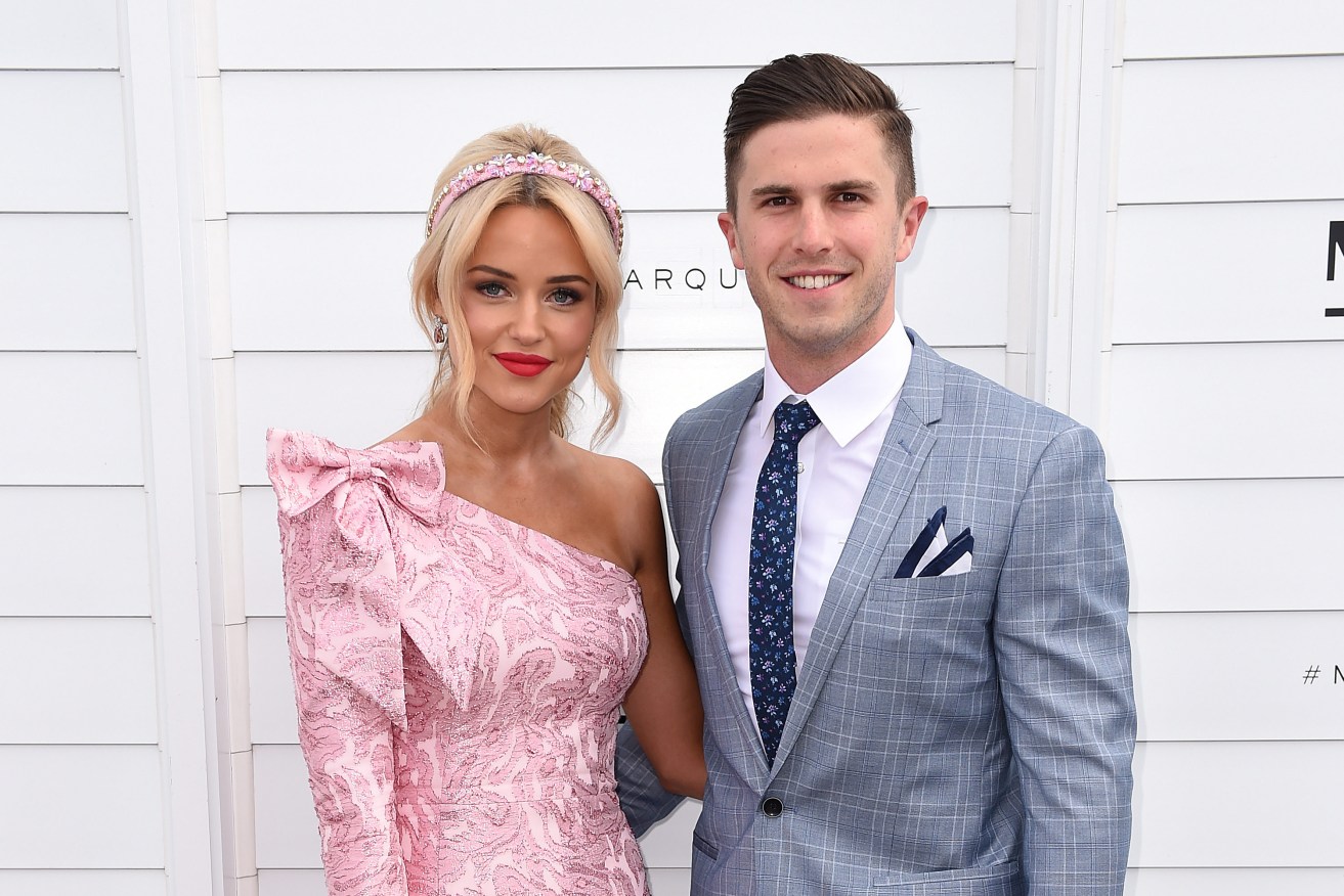 Marc Murphy and Jessie Habermann on Melbourne Cup Day last November, a month before they were married. Photo: Dan Himbrechts / AAP