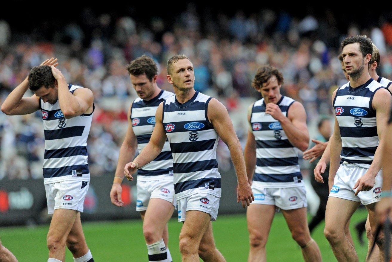 Selwood was held to 17 possessions by Levi Greenwood on the weekend. Photo: Joe Castro / AAP