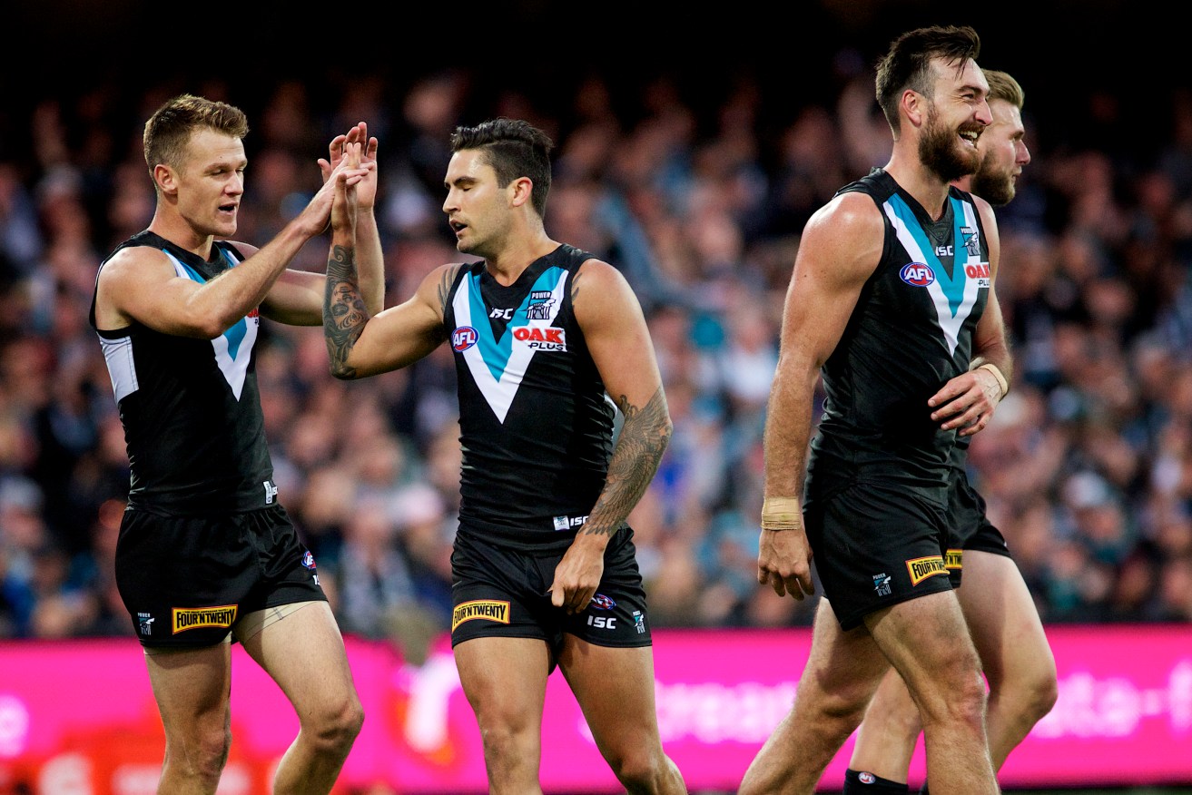 Port has plenty to smile about this season but will be forced to manage without Chad Wingard for the next two weeks. Photo: Michael Errey / InDaily