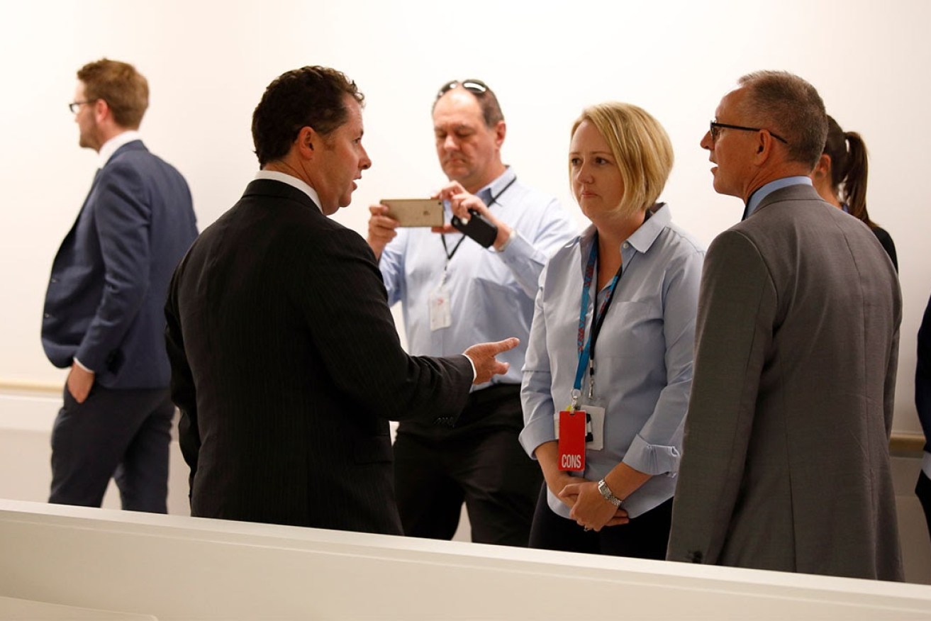 Health Minister Jack Snelling and Premier Jay Weatherill at the new Royal Adelaide Hospital. Photo: Tony Lewis / InDaily