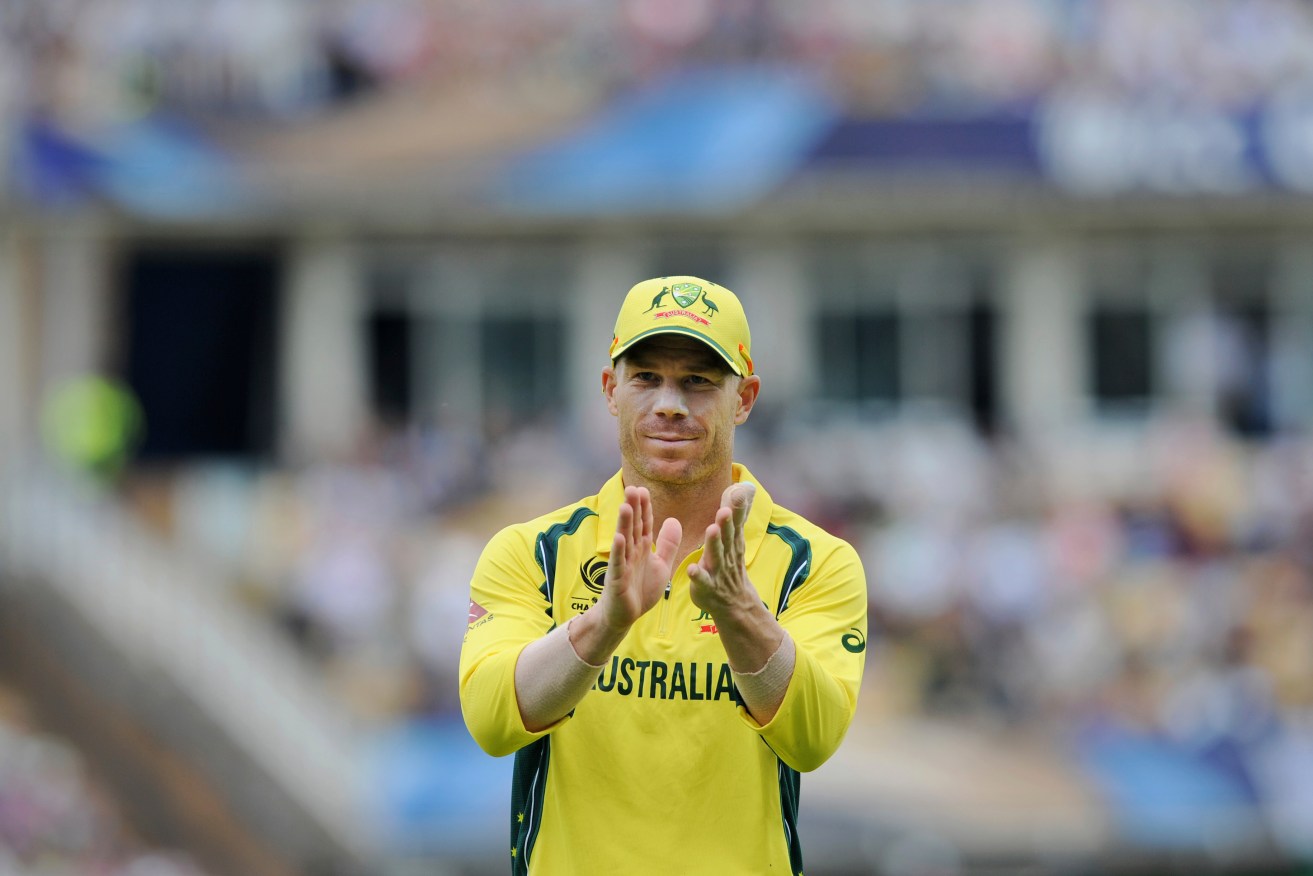 David Warner during the abandoned game against New Zealand. Photo: Rui Vieira / AP
