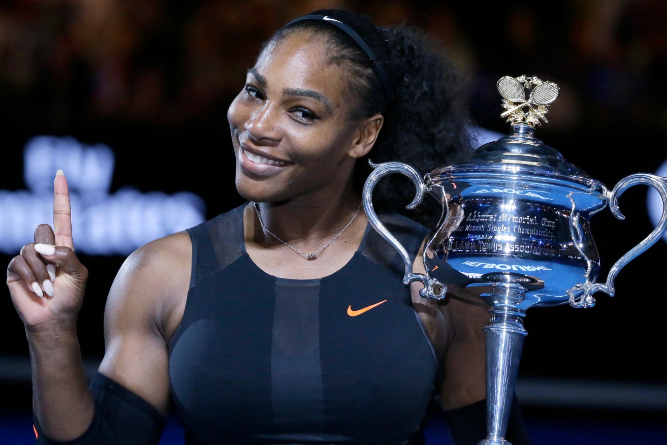 Serena Williams after defeating her sister Venus in the Australian Open women's singles final in January. Photo: Aaron Favila / AP