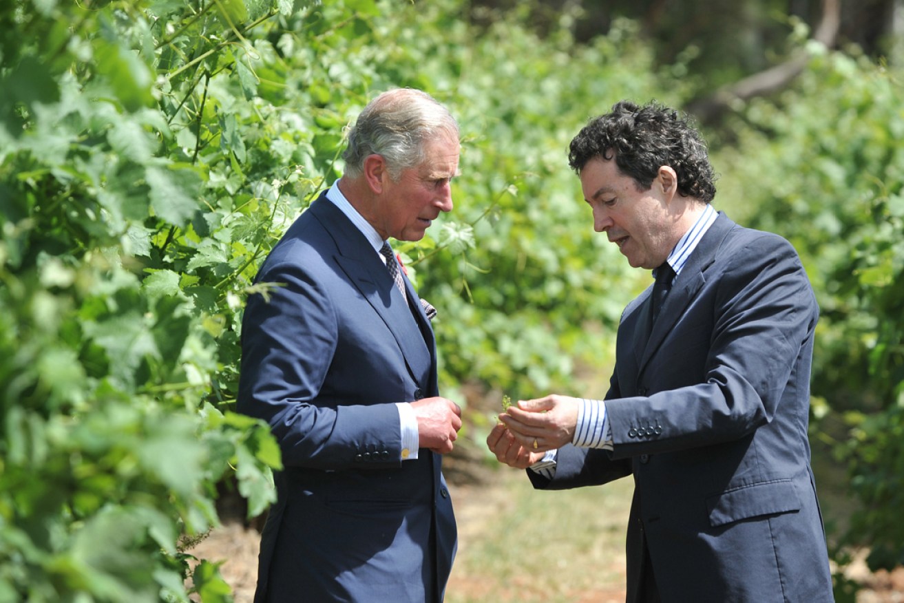 Peter Gago talks with the Prince of Wales at the Penfolds Magill Estate Winery during the Queen's Diamond Jubilee Tour in 2012. Photo: AAP 