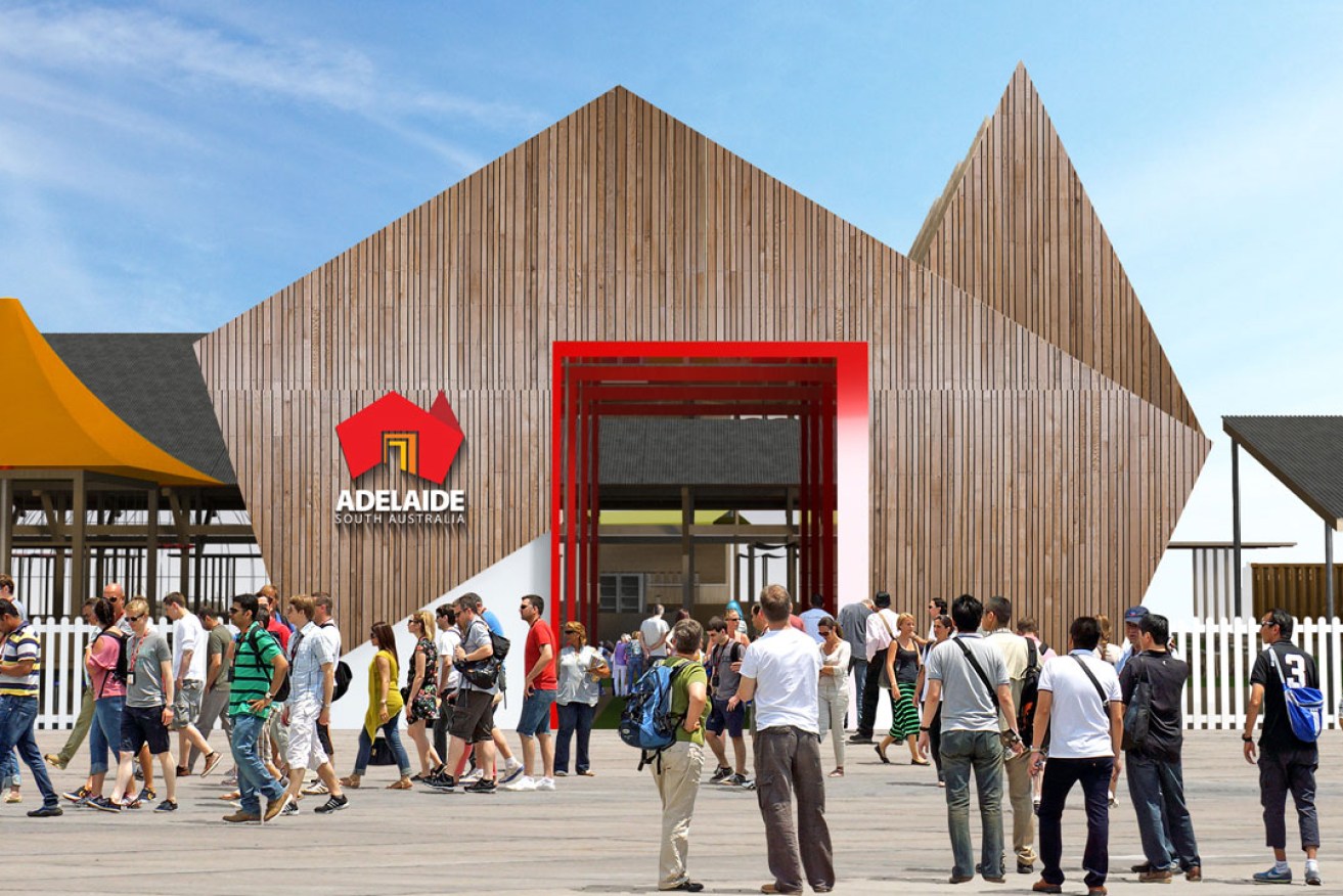 A rendering of the entrance to the Royal Adelaide Club at the Qingdao International Beer Festival, boasting the State Brand. Image: supplied