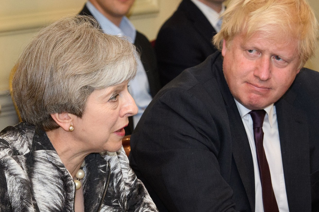 Theresa May and Boris Johnson at the first Cabinet meeting after the UK election. Photo: PA