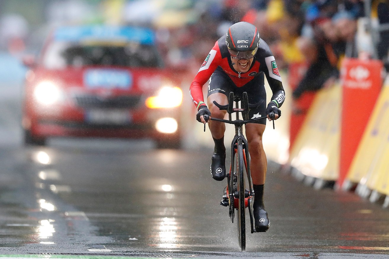 BMC Racing Team rider Richie Porte in action during the 1st stage of the 104th edition of the Tour de France. Photo: GUILLAUME HORCAJUELO / EPA