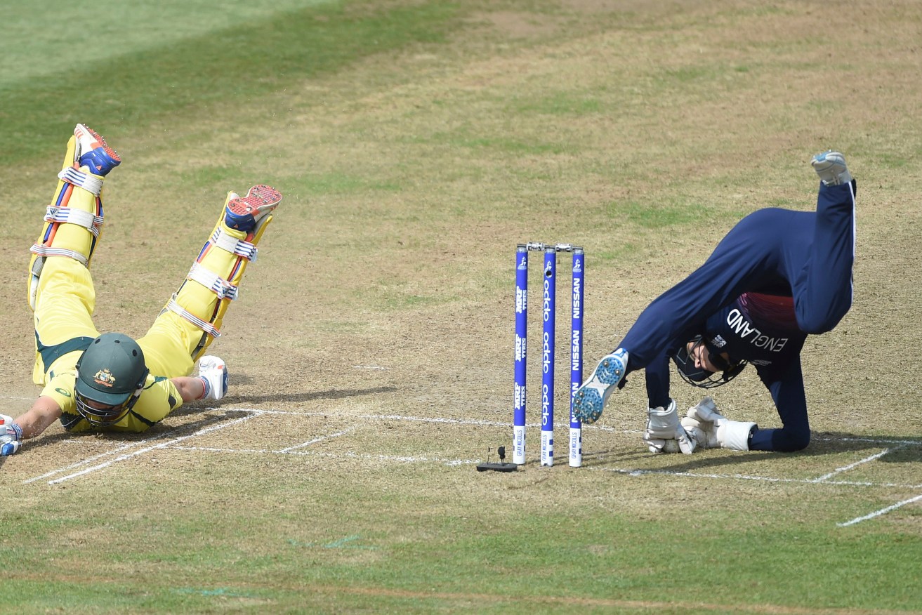 Australia's Ellyse Perry and England's Sarah Taylor in action. Photo: Simon Galloway / PA via AP