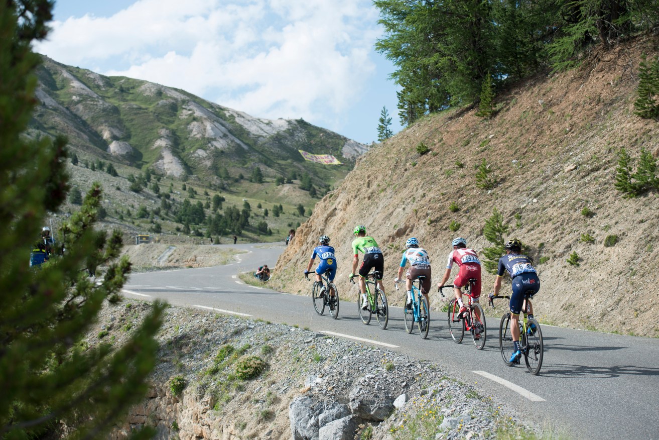 Riders climb the final stage of the Col d'Izoard in the 18th stage of the Tour. 