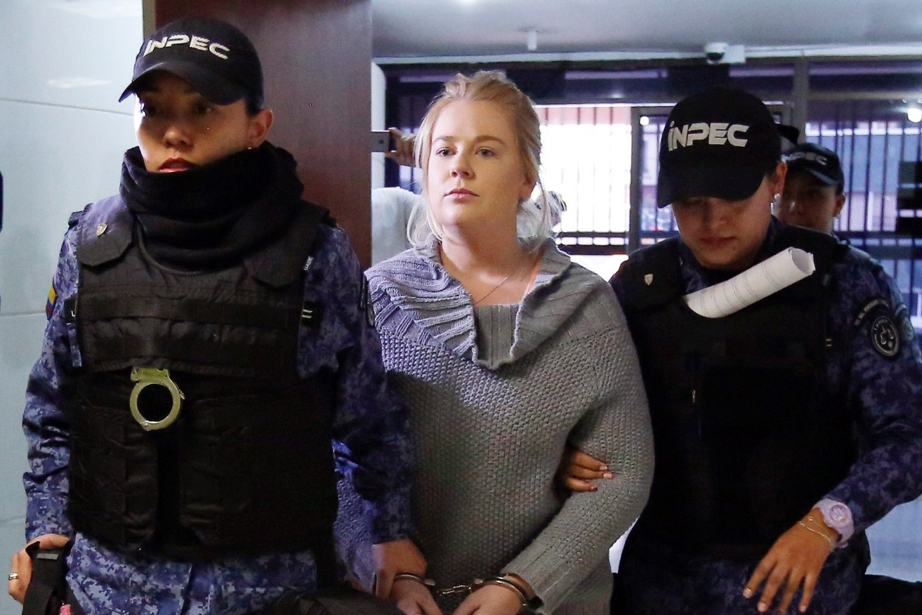 Cassie Sainsbury arrives for her court hearing in Bogota, Colombia, today. Photo: AP/Fernando Vergara