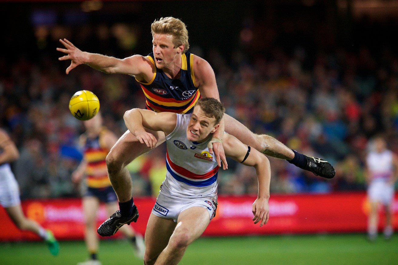 Rory Sloane, like the Crows, was all over the Dogs in the second half. Photo: Michael Errey / InDaily