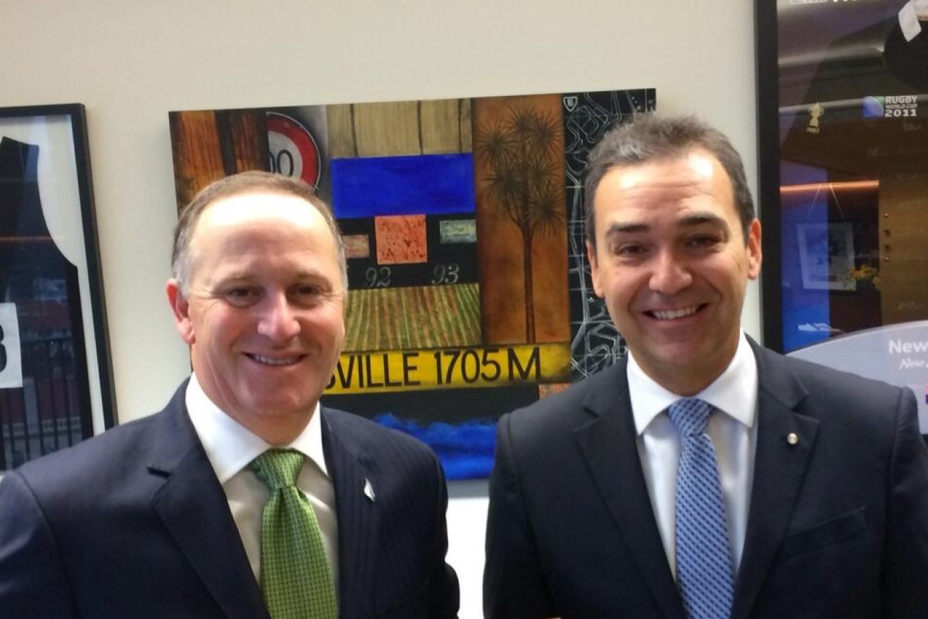 Steven Marshall with then-New Zealand Prime Minister John Key in 2014. Photo: Supplied