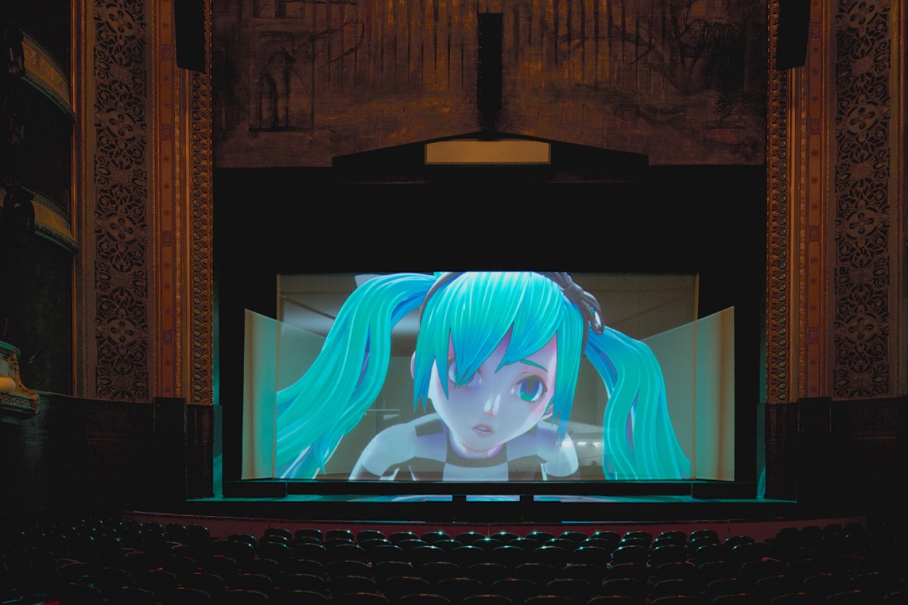 A still of virtual opera The End, featuring Hatsune Miku. Photo: Kenshu Shintsubo