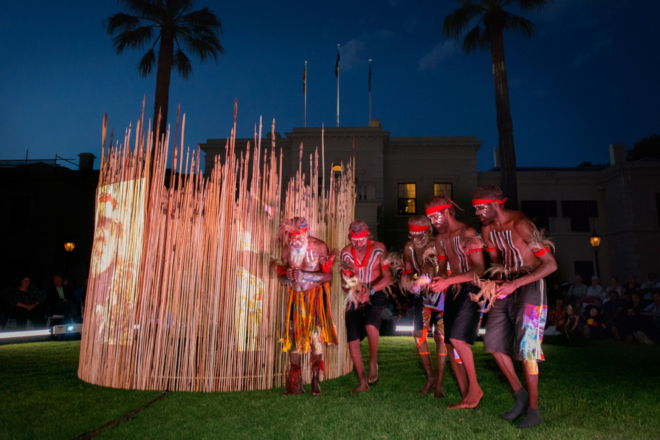 The Kulata Tjuta Inma and Installation at Government House during the 2015 Tarnanthi. Photo: Ben Searcy 
