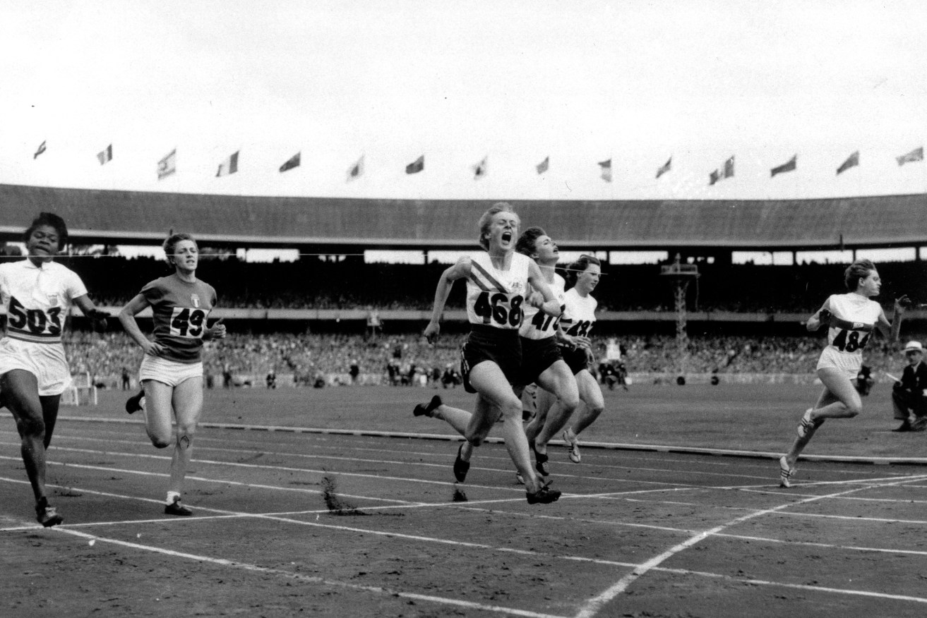Betty Cuthbert wins the women's 100 metre sprint at the Olympic Games in Melbourne in 1956. AP Photo