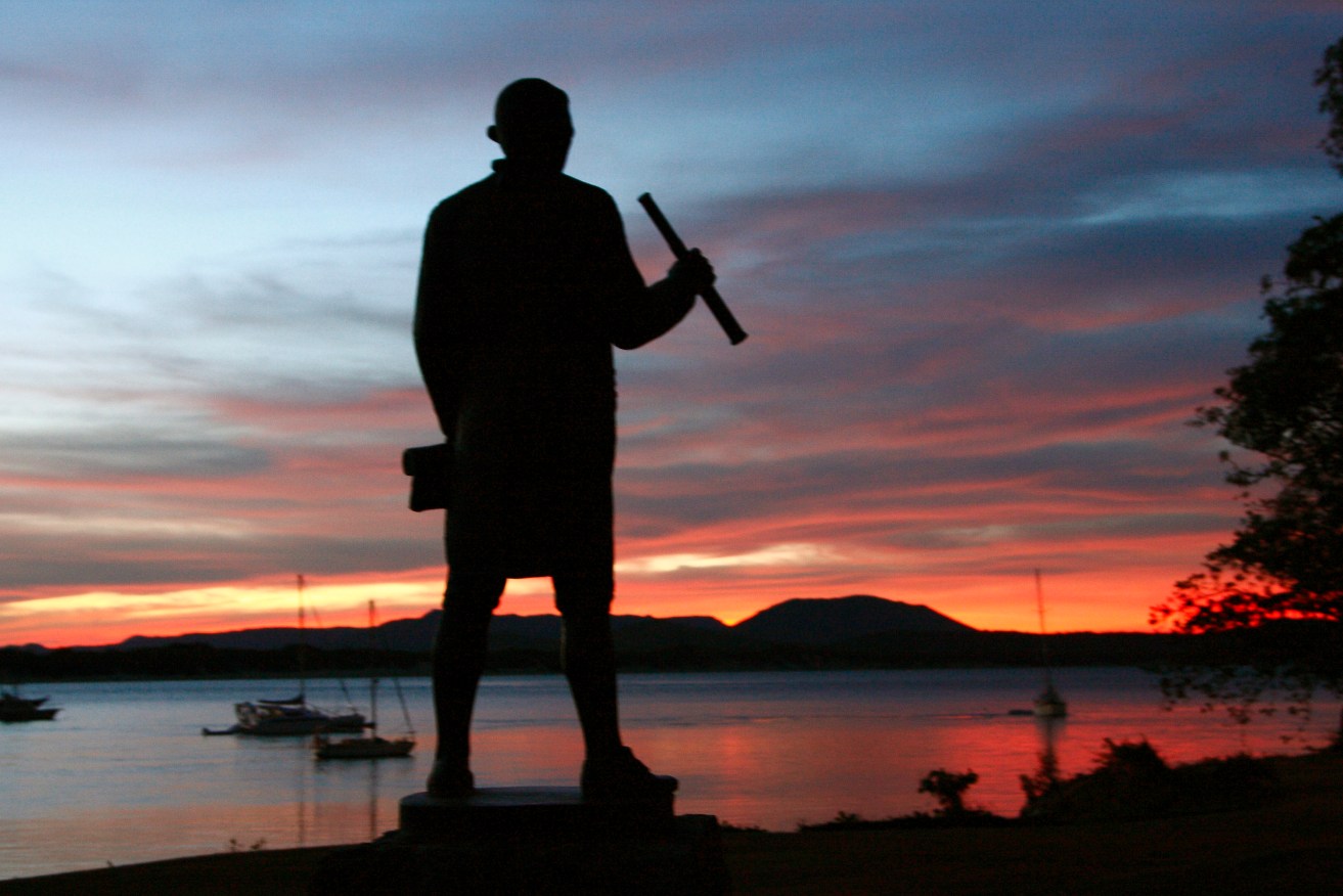 A statue of Captain Cook in Cooktown near the place where he beached his ship, "Endeavour", to do repairs after it was damaged on the reef. Photo: AAP/Richard Durham
