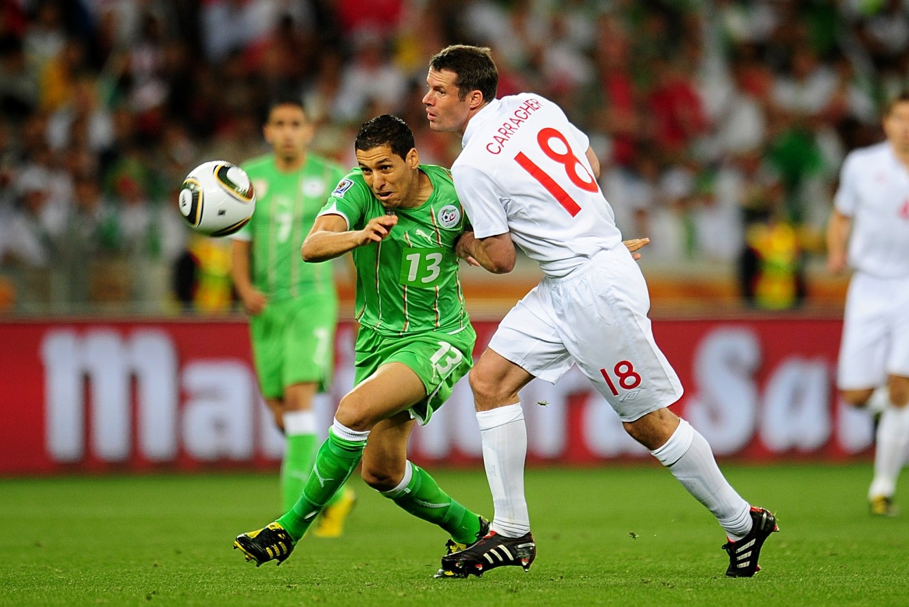 Karim Matmour (left) playing for Algeria in 2010.