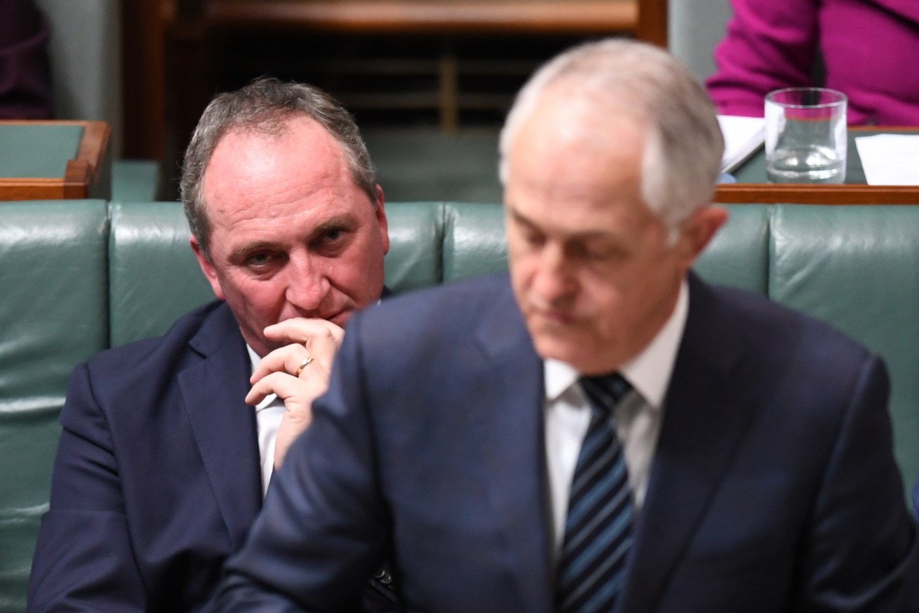 Deputy Prime Minister Barnaby Joyce (left) during Question Time. Photo: AAP/Lukas Coch