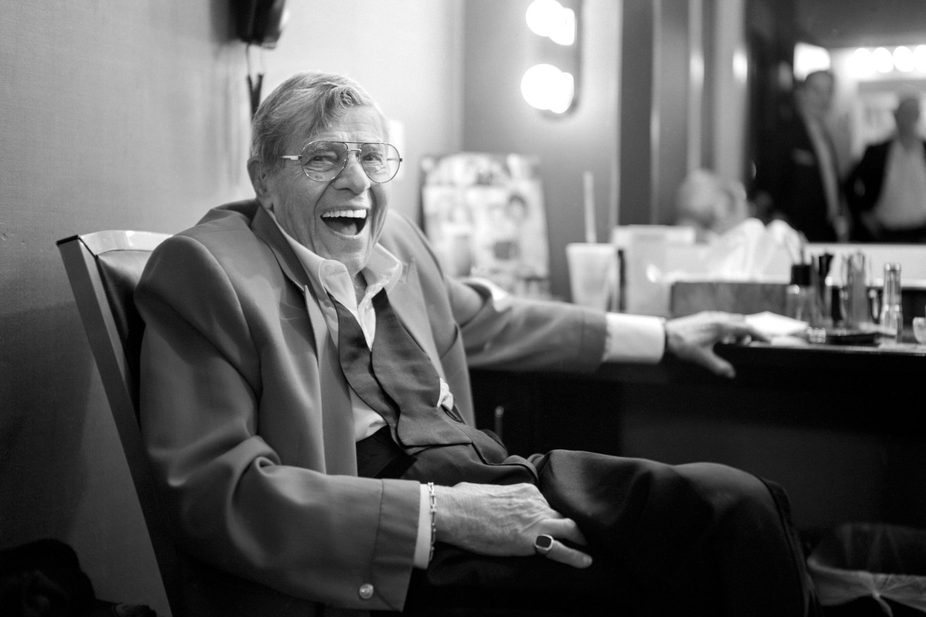 Jerry Lewis in his dressing room after his final performance at the South Point Hotel-Casino in Las Vegas last October. Photo: EPA/Sam Morris