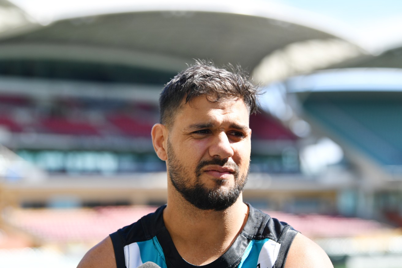 Port Adelaide's All Australian ruckman Paddy Ryder speaks to the media at Adelaide Oval. Photo: David Mariuz / AAP