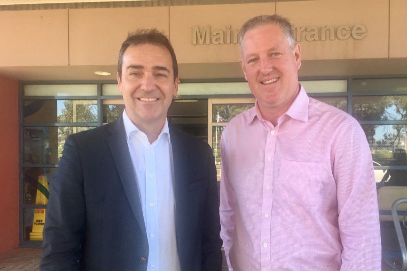 Steven Marshall with then-Liberal MP Troy Bell. 