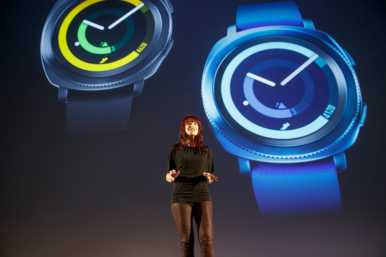 Kate Beaumont, Diretor of Strategy and Product Planning for Samsung UK and Ireland, speaks at the presentation of new Samsung releases in Berlin. Photo: EPA/Carsten Koall